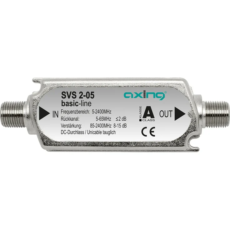 Axing SVS 2-05 Satelliten-Leitungsverstärker Inline Breitband (15 dB, 85 - 2400 MHz)