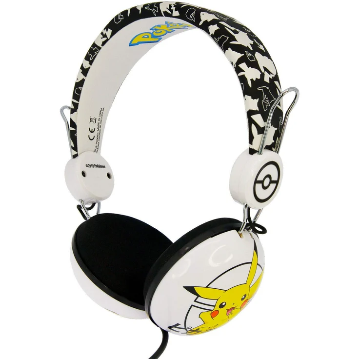 OTL Technologies TWEEN Kinder Kopfhörer Pokemon Pikachu (faltbar, Gepolsterte Bügel, Buntes Comic Design, für Jungen und Mädchen) Weiß-Schwarz – Bild 1