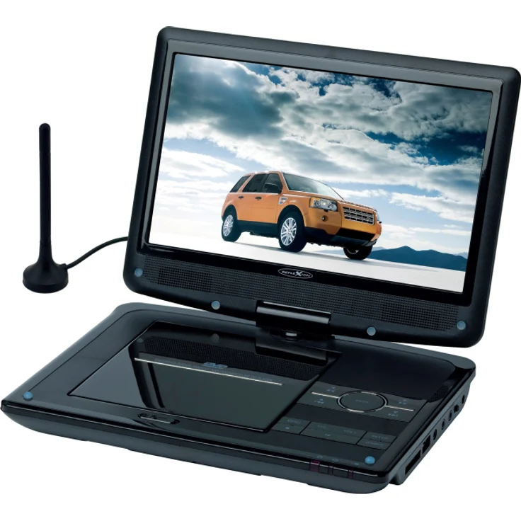 Reflexion DVD1017 Tragbarer 25,4 cm (10 Zoll) DVD-Player mit DVB-T2 HD Tuner, Fernbedienung, 12V Adapter, HDMI, USB, 230V Netzteil schwarz – Bild 1