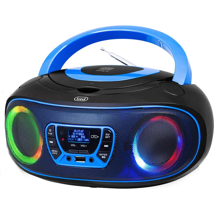 Trevi CMP 583 DAB Stereo tragbar mit digitalem DAB-DAB+ und UKW Wellen mit RDS, Alphanumerisches Display mit hoher Lesbarkeit, CD-Player, MP3-Player, USB, AUX-IN, Kopfhörerbuchse blau