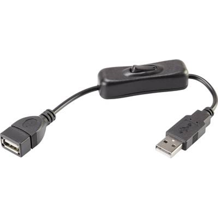 Renkforce USB 2.0 Verlängerungskabel (1x USB 2.0 Stecker A - 1x USB 2.0 Buchse A) 0.25 m Schwarz inkl. Ein/Aus-Schalter (RF-3322982)