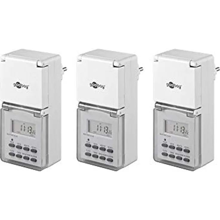 Goobay 3er Pack Digitale Zeitschaltuhr IP44, 3 ) (Pack of 3)