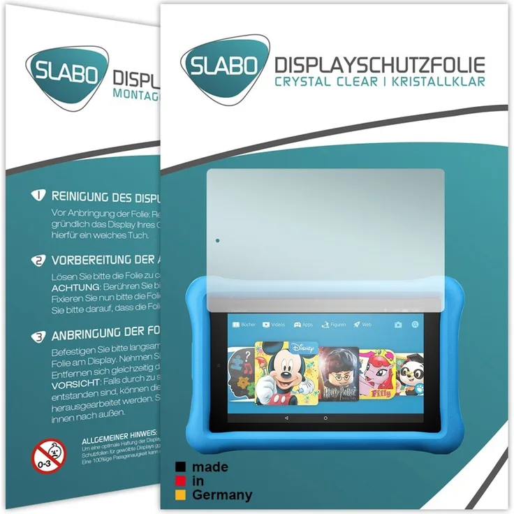 Slabo 2x Displayschutzfolie für Amazon Fire HD 8 Kids Edition (7. Generation - 2017) KLAR ''Crystal Clear''