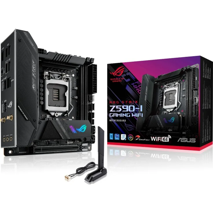 ASUS ROG STRIX Z590-I GAMING WIFI - Mini-ITX, Intel Z590, LGA 1200 (Sockel H5), Dual-channel DDR4-SDRAM (90MB1680-M0EAY0) – Bild 1
