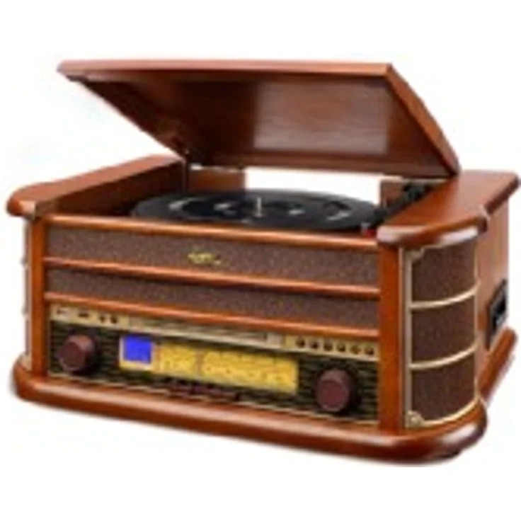 Dual NR 4 Nostalgie Musikanlage mit Plattenspieler (UKW-Tuner, MW-Radio, CD-RW, MP3, USB, Kassette, Aux-In) braun – Bild 1