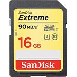 SanDisk Extreme 16GB SDHC UHS-I U3 memory card, up to 90MB-s read