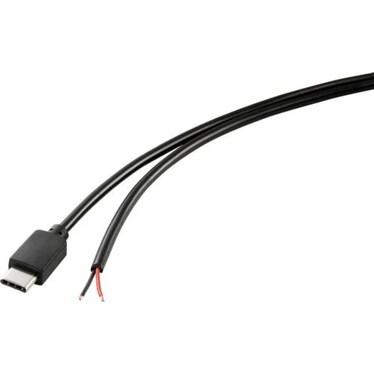 TRU Components Strom-Kabel Raspberry Pi (1x USB-C Stecker - 1x offenes Ende) 1.00m Schwarz