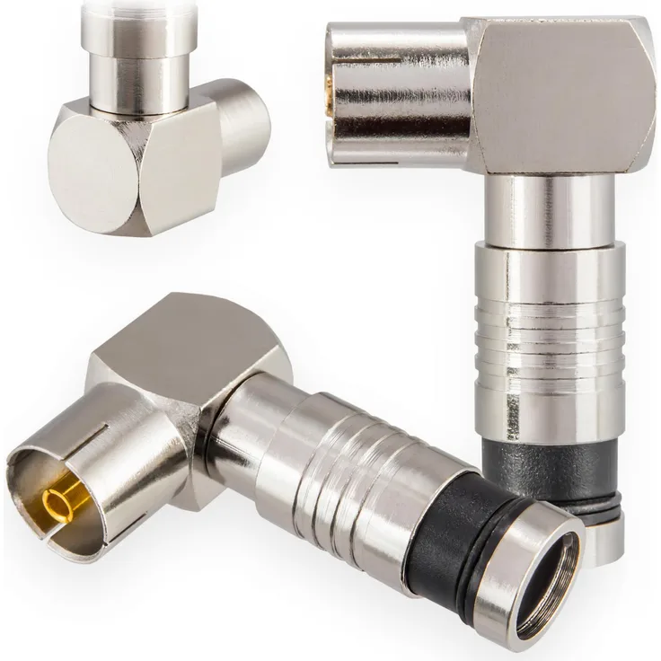 Kompressions Winkel IEC-Buchse vernickelt