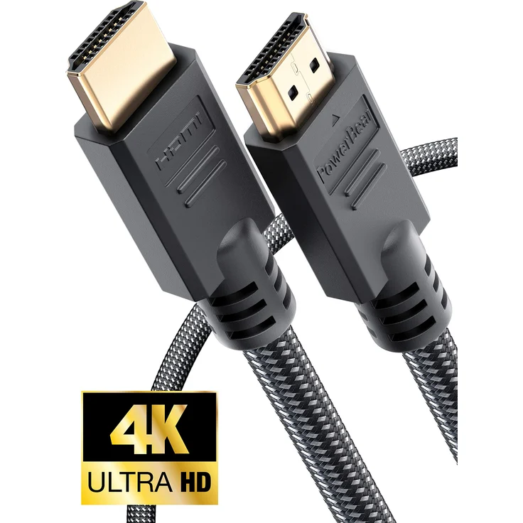 PowerBear 4K HDMI-Kabel, 3 m, geflochtenes Nylon & vergoldete Anschlüsse 1 Pack 3 Feet schwarz – Bild 1