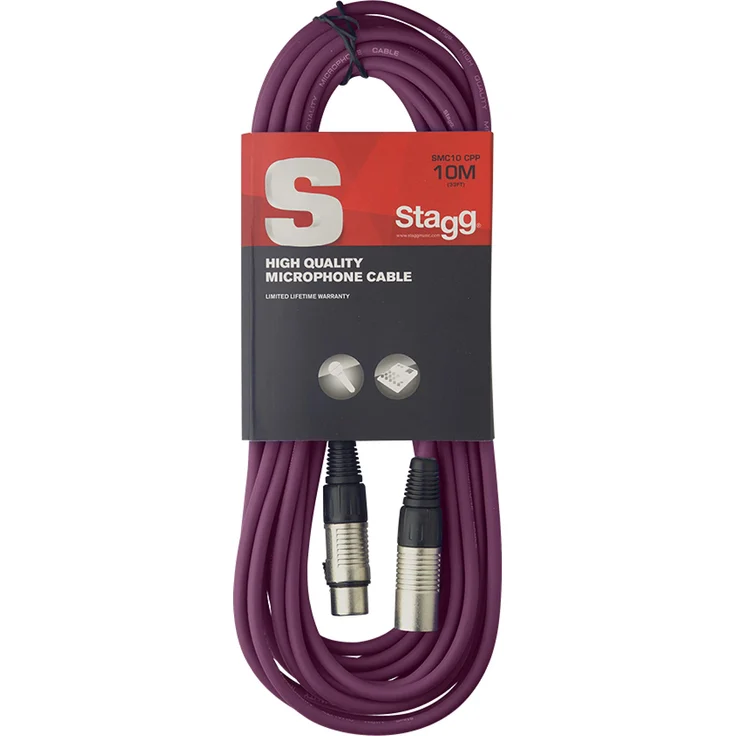 Stagg 10 m Hochwertiges XLR auf XLR-Stecker Mikrofon Kabel violett – Bild 1