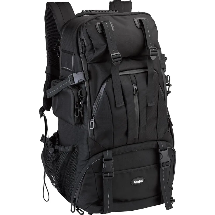 Rollei Outdoor Fotorucksack 60 L - Extra großer Rucksack mit Platz für Zwei Kameras und Ausrüstung inkl. Regenschutz schwarz