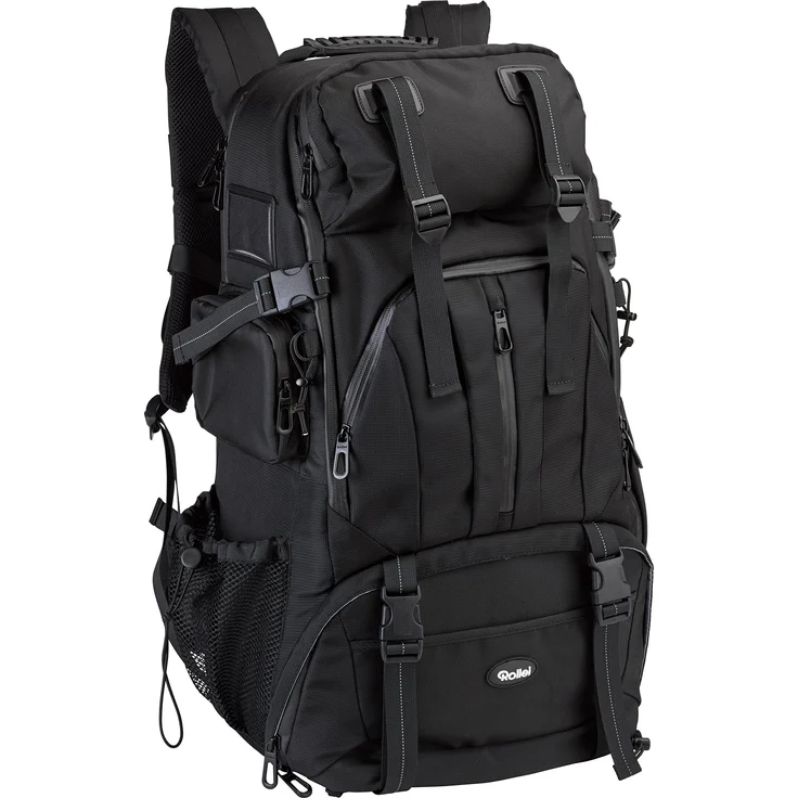 Rollei Outdoor Fotorucksack 60 L - Extra großer Rucksack mit Platz für Zwei Kameras und Ausrüstung inkl. Regenschutz schwarz – Bild 1
