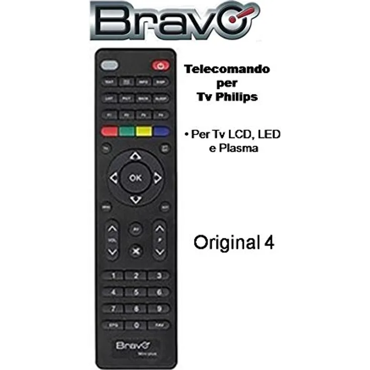 BRAVO tc-original-4 Fernbedienung Ersatzfernbedienung für TV Philips schwarz