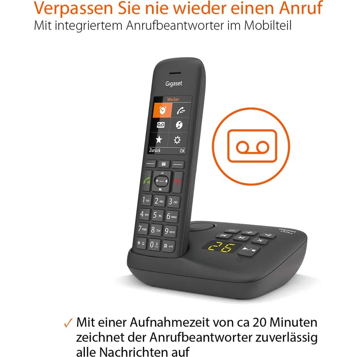 Gigaset C575A DECT Schnurlostelefon mit Anrufbeantworter für komfortables Telefonieren, mit großer Nummernanzeige, Farbdisplay und leichter Bedienbarkeit, Analog-Telefon, schwarz – Bild 2