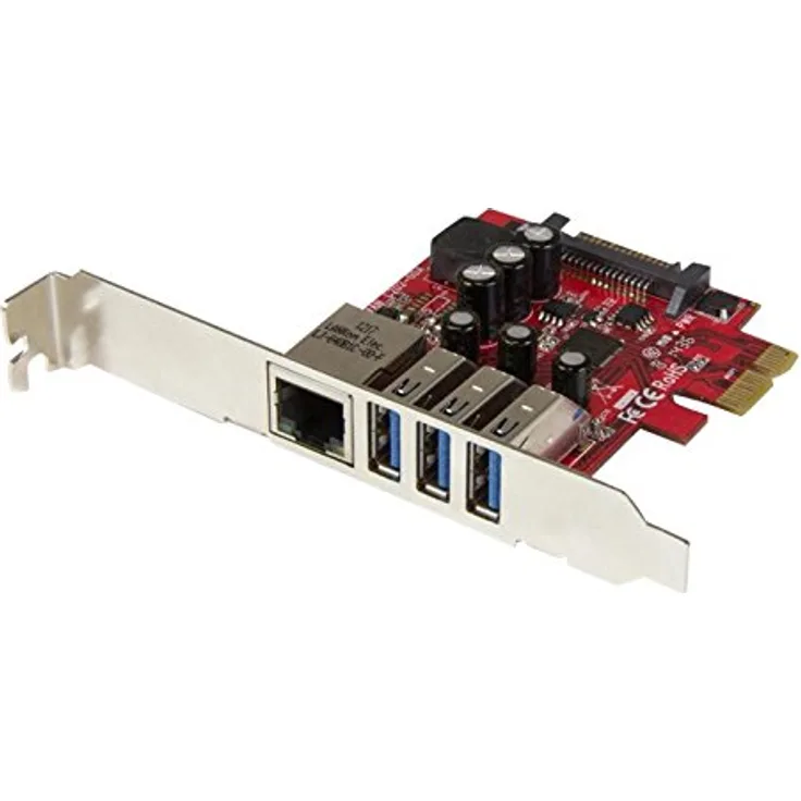 StarTech.com 3 Port PCI Express USB 3.0 Karte mit Gigabit Ethernet - 3-fach PCIe USB Schnittstellenkarte mit GbE Anschluss