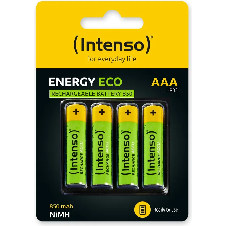 Intenso Energy Eco Wiederaufladbare NiMH-Batterie 850mAh HR03 AAA 4er Blister