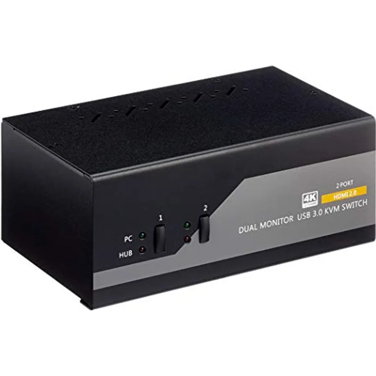 InLine 62652I KVM Desktop Switch, 2-fach, Dual Monitor, HDMI, 4K, USB 3.0, Audio