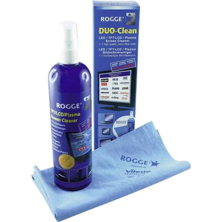 Rogge TFT, Plasma, LED, LCD Bildschirmreiniger 250ml inkl. Reinigungstuch Duo-Clean 10025 1St.