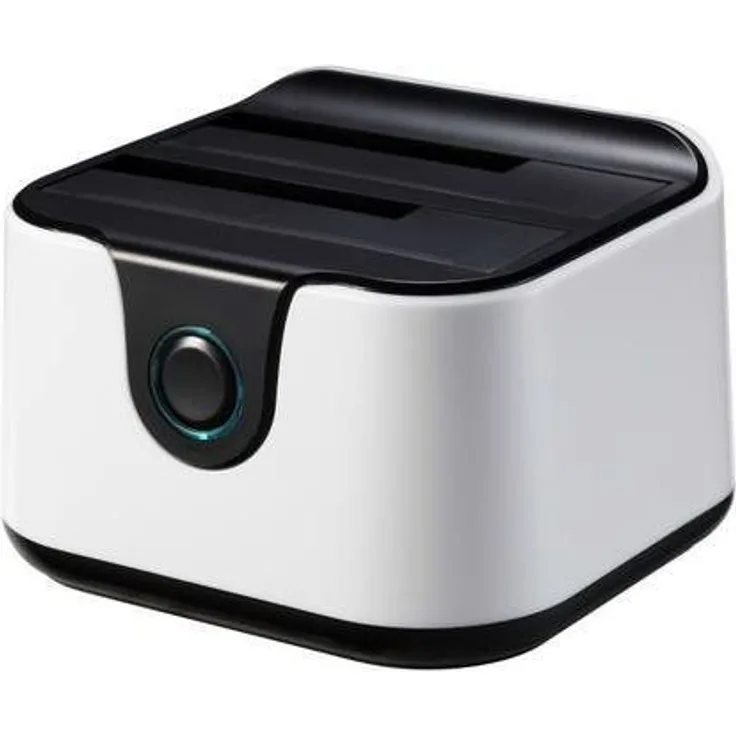 TooQ TQDS-802BW - Dockingstation Anschlussbasis mit doppeltem SATA Schacht für 2,5 und 3,5 Zoll Laufwerke, USB 3.0 und USB 2.0 Host, CLONE Funktion offline, Farbe weiß