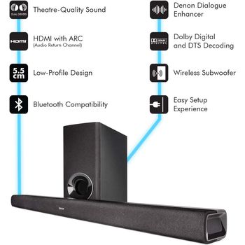 Denon DHT-S316BKE2 2.1 Soundbar mit Subwoofer, kabellos 