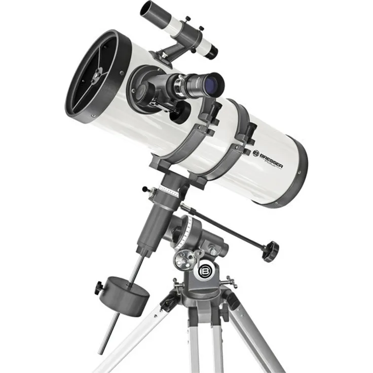 Bresser Spiegelteleskop Pollux 150-1400mm katadioptisches Spiegel-System mit hoher Brennweite und äquatorialer EQ-3 Montierung Stativ und Zubehör