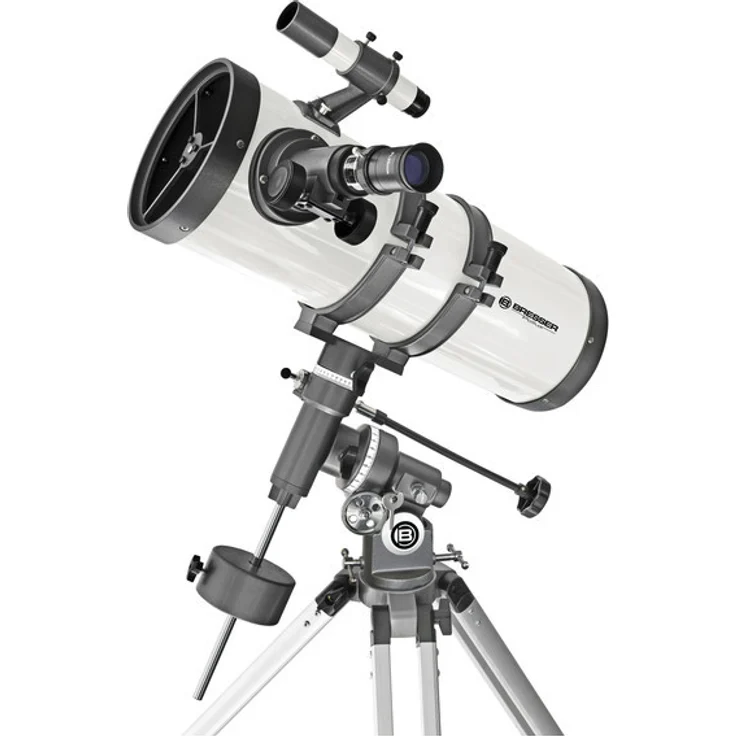 Bresser Spiegelteleskop Pollux 150-1400mm katadioptisches Spiegel-System mit hoher Brennweite und äquatorialer EQ-3 Montierung Stativ und Zubehör – Bild 1