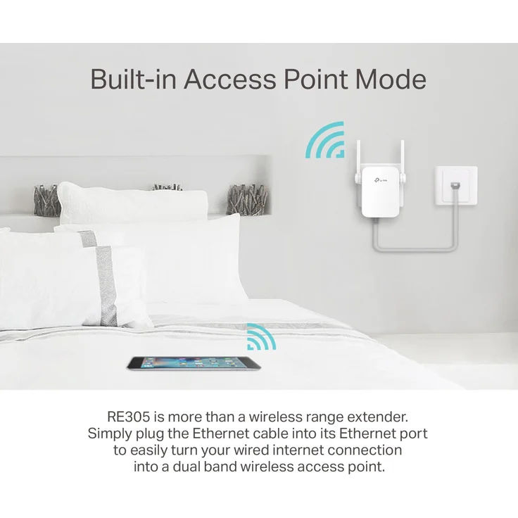 TP-Link RE305 AC1200 WLAN Repeater (Dual WLAN AC+N, 1167 Mbit-s, App Steuerung, 1 Port, 2x flexible externe Antennen, WPS, AP Modus, kompatibel zu allen WLAN Geräten) weiß – Bild 5