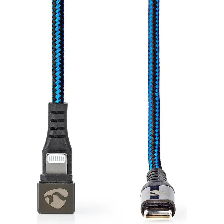 Nedis USB-Kabel, Apple Lightning, Apple Lightning 8-Pin, USB-Typ-C Stecker, Vernickelt, 1.00 m, rund, Geflochten - Nylon, Space Grau, Verpackung mit Sichtfenster