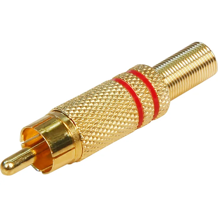 HOLLYWOOD the Starsound - Cinch-Stecker, vergoldet mit Knickschutz, rot
