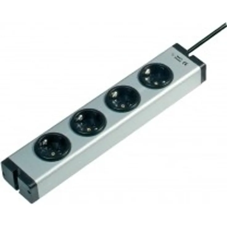 EHMANN Universal Aluminium Steckdosenleiste 4-Fach, 1,5 m Zuleitung