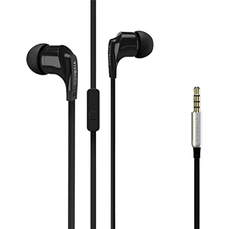 Vivanco Talk In-Ear Stereo Headset mit Mikrofon, Kopfhörer, Ohrhörer für Smartphone, Handy, MP3-Player, mit Fernbedienung und 3,5 mm Klinkenstecker schwarz