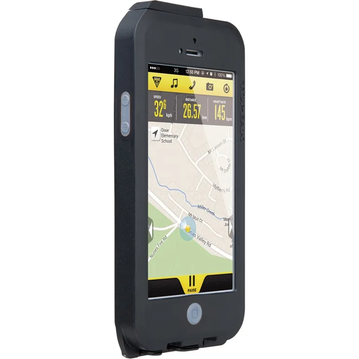 Topeak Wetterfeste Handyhülle Kompatibel mit Apple iPhone 5/5S, Schwarz / Grau