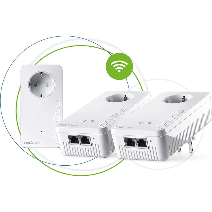 devolo Magic 2 Wifi Multiroomkit 2-1-3 (2400 Mbit/s, Powerline, 3x Adapter, Mesh WLAN, 2x LAN)