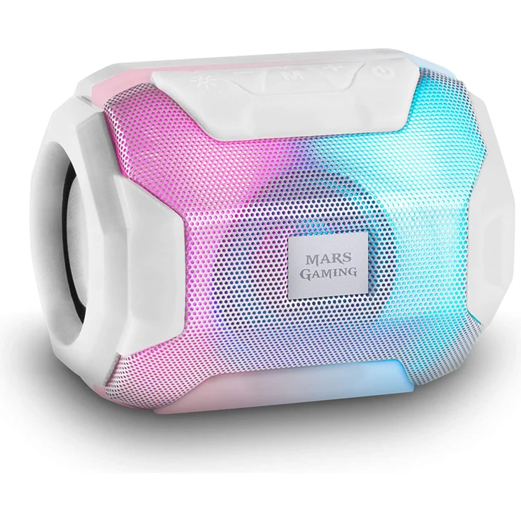 Mars Gaming MSBAX RGB Bluetooth-Lautsprecher mit FM-Radio, Lichteffekt, Kartenleser, weiß – Bild 2