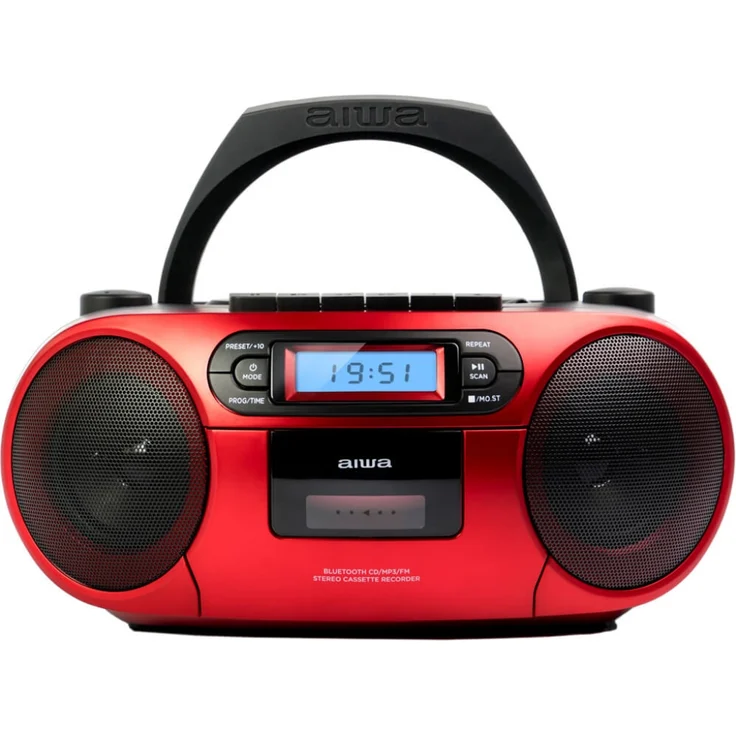 Aiwa BBTC-550RD Tragbares Hifi Radio mit CD, Kassettendeck, Bluetooth und USB rot – Bild 2
