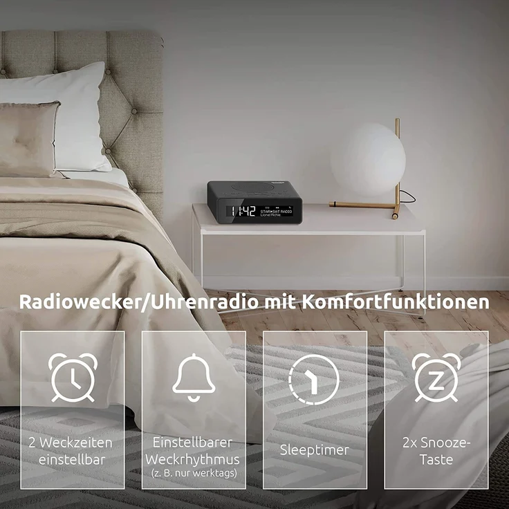 TechniSat Digitradio 51 Radiowecker mit Wecker, LCD-Display, weiß – Bild 2