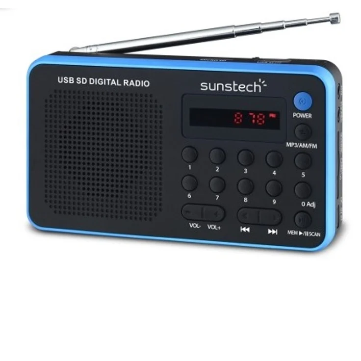 Sunstech RPDS32BL tragbarer Digitalradio (AM-FM PLL, Lautsprecher, USB, SD, MMC, 1,5 W RMS), Blau – Bild 1
