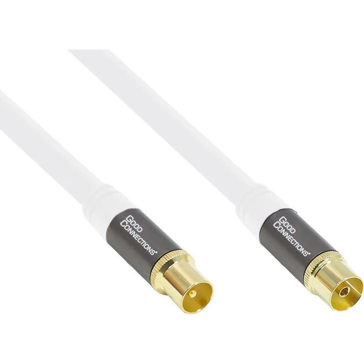 Antennenkabel SmartFLEX, IEC/Koax Stecker an Buchse, vergoldet, vierfach geschirmt, Schirmmaß 120dB, weiß, 30m, Good Connections (GC-M2050)