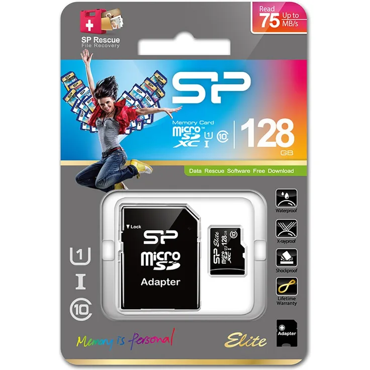 Silicon Power mstfsd128gbc10  Micro SDXC UHS-I Speicherkarte 128 GB, E Class 10 mit Adapter