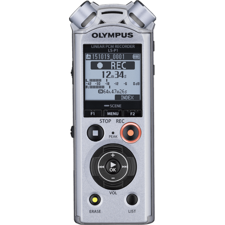 Olympus LS-P1 Hi-Res Digital Audiorekorder mit direktionalem Stereomikrofonen, direkt USB, Low-Cut-Filter, Rauschunterdrückung, Zoom-Mikrofon, intelligenter Auto-Modus, Voice Balance und 4 GB Speicher – Bild 1