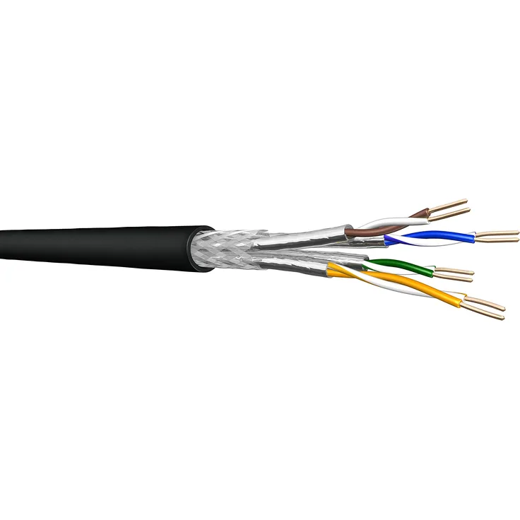 Draka Cat 7 Erdkabel UC900 SS23 S/FTP PiMF, 50m Ring , geschirmtes Installationskabel, UV-beständig zur Erd-und Außenverlegung , spezielle Schirmung , schwarz , Cat7, 1000 MHz , AWG 23/1