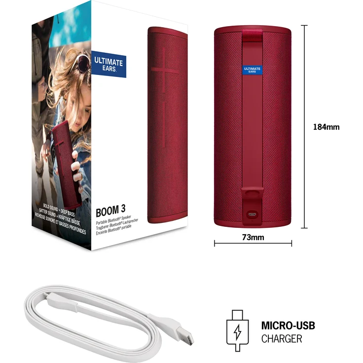 Ultimate Ears Boom 3 Bluetooth-Lautsprecher mit Radio, Webradio, wasserdicht, Rot – Bild 10