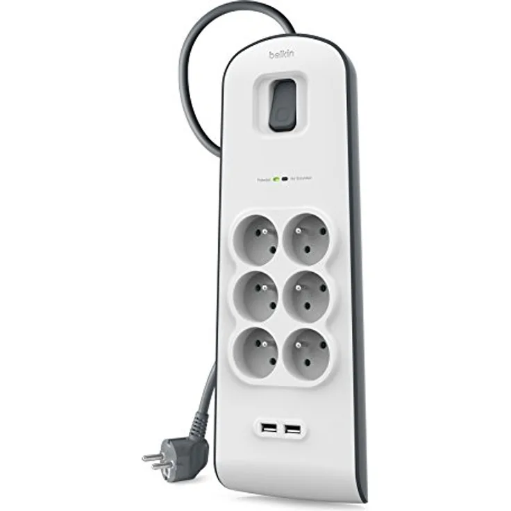 Belkin BSV604ca2m 6AC-Ausgänge 2m Weiß - Spannungsschutz (650 J, 6 AC-Ausgänge, 2 m, Weiß)