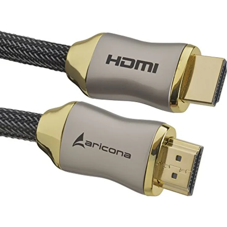 1 Meter High End & Highspeed HDMI Kabel 2.0/1.4a mit vergoldeten Steckern und einem Nylon/Alu Geflecht, blanken Kupferleitern (Unterstütz: Full-HD, 3D, Ultra-HD 4K, Ethernet, Audio Return) by aricona