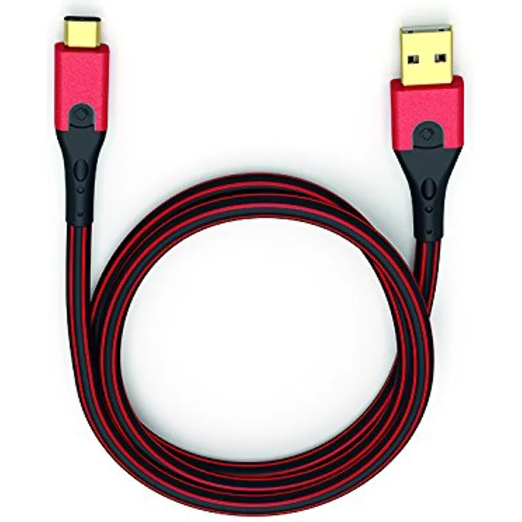 Oehlbach USB-Evolution C3 - hochwertiges 3.0 USB-A auf 3.1 USB-C Lade-und Datenkabel - schwarz-rot - 3m