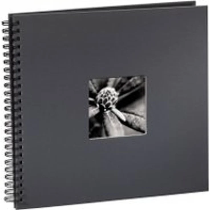 Hama Jumbo Fotoalbum, 36 x 32 cm, 50 schwarze Seiten, 25 Blatt, mit Ausschnitt für Bildeinschub, Fotobuch grau – Bild 1