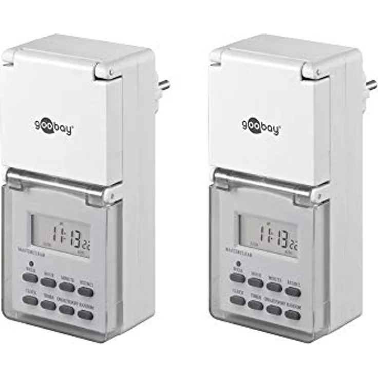 Goobay 2er Pack Digitale Zeitschaltuhr IP44, 2 ) (Pack of 2)