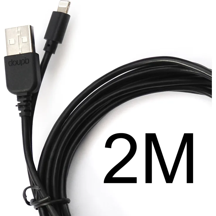 doupi - 2x 2m Ladekabel Datenkabel Apple USB Lightning 8pin für iPhone iPad iPod schwarz