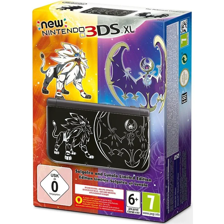New Nintendo 3DS XL Solgaleo und Lunala Limited Edition Metallic Schwarz 256MB & 4GB Speicherkarte
