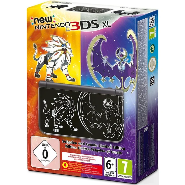 New Nintendo 3DS XL Solgaleo und Lunala Limited Edition Metallic Schwarz 256MB & 4GB Speicherkarte – Bild 1